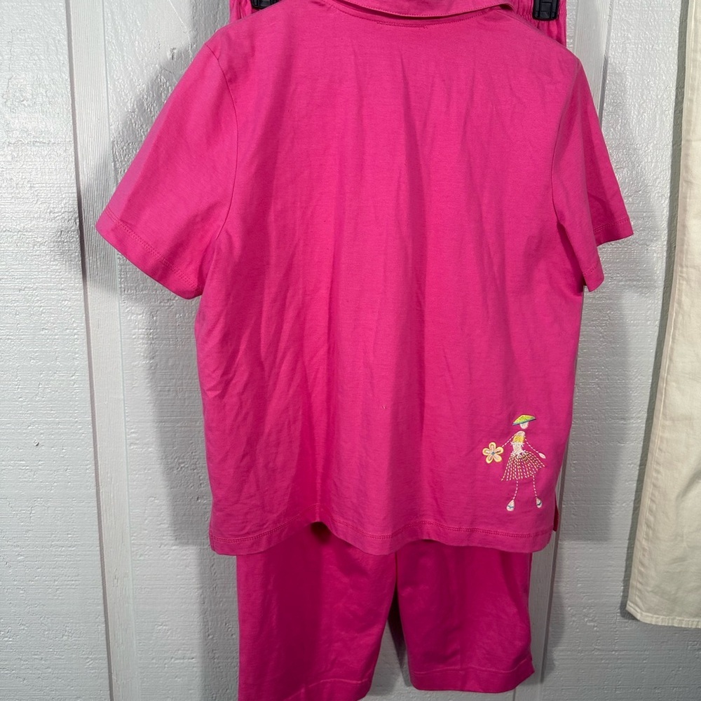 Marshall Russo  Vintage Pink Short Sleeve Capri Set Size M EUC - Picture 10 of 12